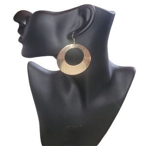 Gold Toned Drop Hoop Earrings